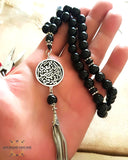 Prayer beads with name - onyx gemstone rosary - Islamic prayer Tasbih - Love quote in silver - Afghani online - onyx gemstone - custom prayer - custom misbaha - مسبحة تفصيل كلام - مسبحة فضة - لقد جمعنا الحب فمن يفرقنا - مسبحة احجار كريمة - مسابح اسلامية فضة - الافغاني