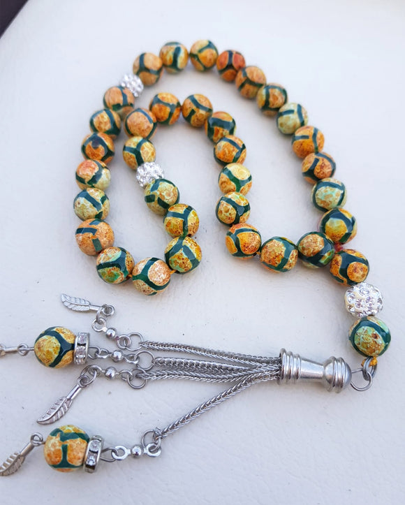 Prayer beads with name - agate rosary - USA rosary - Islamic prayer Tasbih - men gifts - Afghani online - agate gemstone - custom prayer beads - custom misbaha - مسبحة عقيق - إسم فضة مع مسبحة - مسبحة احجار كريمة - مسابح اسلامية فضة - الافغاني