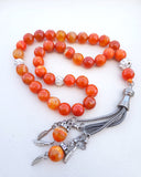 Prayer beads with name - agate rosary - USA rosary - Islamic prayer Tasbih - men gifts - Afghani online - agate gemstone - custom prayer beads - custom misbaha - مسبحة عقيق بني - إسم فضة مع مسبحة - مسبحة احجار كريمة - مسابح اسلامية فضة - الافغاني