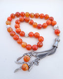 Prayer beads with name - agate rosary - USA rosary - Islamic prayer Tasbih - men gifts - Afghani online - agate gemstone - custom prayer beads - custom misbaha - مسبحة عقيق بني - إسم فضة مع مسبحة - مسبحة احجار كريمة - مسابح اسلامية فضة - الافغاني