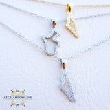 Jordan silver necklace with zircon - Silver Jordanian necklace - Jordan gift jewelry - map of Jordan - Afghani Jordan - Jordan trendy jewelry خارطة الأردن سنسال - سنسال الأردن فضة زركون - الافغاني - سنسال الأردن - هدايا الأردن - 