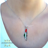 Palestine silver flag map enamel coloring with necklace خريطة فلسطين فضة العلم ملون مينا مع سنسال