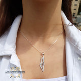 Palestine silver necklace with zircon -Silver Palestinian necklace - Palestine gift jewelry - map of Palestine - Afghani Jordan, Palestine trendy jewelry خارطة فلسطين سنسال - سنسال فلسطين فضة زركون - الافغاني - سنسال فلسطين - هدايا فلسطين