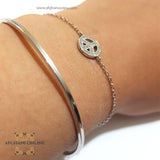 Silver peace sign cuff bangle bracelet - silver with gold plated bangle - Sterling silver 925 bracelet - afghani online - friends bracelet - luxuries bangle - trendy cuff bracelet - Palestine Silver - Jordan gifts - gifts for her - USA silver - الافغاني - اسوارة بانجل - بانجل علامة السلام - هدايا فضة - فضة مطلي ذهب - اسوارة بناتية - توصيل حول العالم