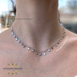 sterling silver stars charms chain necklace - gift for her - birthday jewelry gift - trendy jewelry with cubic zirconia - Jordan silver - afghani Amman - layering necklace - USA trendy jewelry - best online jewelry shop - سنسال تشارم فضة نجوم - الأفغاني عمان