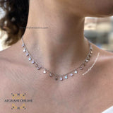 sterling silver stars charms chain necklace - gift for her - birthday jewelry gift - trendy jewelry with cubic zirconia - Jordan silver - afghani Amman - layering necklace - USA trendy jewelry - best online jewelry shop - سنسال تشارم فضة نجوم - الأفغاني عمان