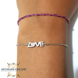 Silver bracelet, love word bracelet, zircons stones, 925 silver, afghani online, afghani Amman, اسوار فضة, اسوارة كلمة الحب, اسوارة زركون, افغاني اونلاين