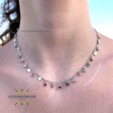 sterling silver Charm hearts chain necklace - trendy jewelry with cubic zirconia stones - Jordan silver - afghani Amman - layering necklace - USA trendy jewelry - best online jewelry shop -  سنسال تشارم قلوب فضة - الأفغاني عمان