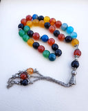 Prayer beads with name - agate rosary - USA rosary - Islamic prayer Tasbih - men gifts - Afghani online - agate gemstone - custom prayer beads - custom misbaha - مسبحة عقيق بني - إسم فضة مع مسبحة - مسبحة احجار كريمة - مسابح اسلامية فضة - الافغاني