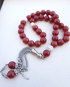 Prayer beads with name - agate rosary - USA rosary - Islamic prayer Tasbih - men gifts - Afghani online - agate gemstone - custom prayer beads - custom misbaha - مسبحة عقيق بني - إسم فضة مع مسبحة - مسبحة احجار كريمة - مسابح اسلامية فضة - الافغاني