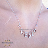 Name Necklace - silver customize - cubic zircon name necklace - handmade silver - Afghani online - layered necklace - Arabic Name Necklace - UAE necklace - Jordan Necklace -  Qatar Jewelry - initials with zircon - USA custom Jewelry - سنسال اسم - سنسال تفصيل - تفصيل اسم فضة مطلي ذهب - أحرف مع زركون - الافغاني