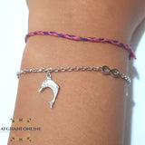 Charm Silver dolphins Bracelet & infinity with zircons stones اسوارة فضة دلفين وانفنتي مع زركون