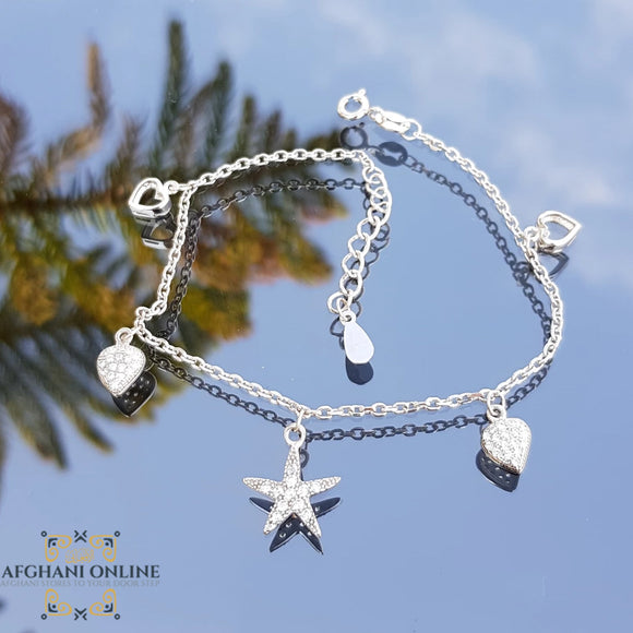 Silver charm bracelet - bracelet for her - tree bracelet - 925 silver - Afghani online - Afghani Amman - اسوار فضة - اسوارة زركون - اسوارة روديوم - افغاني اونلاين