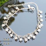 Stars charms with crystal clear cubic zirconia bracelet