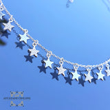 luxuries sterling silver stars charms chain necklace - trendy jewelry with cubic zirconia - Jordan silver - afghani Amman - layering necklace - USA trendy jewelry - best online jewelry shop - سنسال تشارم فضة نجوم - الأفغاني عمان