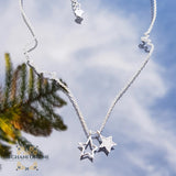 sterling silver Stars chain necklace - trendy jewelry with zircons - Jordan silver - afghani Amman - layering necklace - USA trendy jewelry - best online jewelry shop - سنسال نجوم فضة - الأفغاني عمان