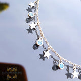 sterling silver stars charms chain necklace - gift for her - birthday jewelry gift - trendy jewelry with cubic zirconia - Jordan silver - afghani Amman - layering necklace - USA trendy jewelry - best online jewelry shop - سنسال تشارم فضة نجوم - الأفغاني عمان