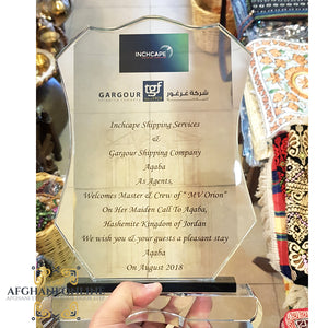 Crystal award - corporate gifts - colleagues gifts - plaque - award - trophy - engraving - printing - Jordan - companies gifts - farewell gifts - appreciation gift - Thank you gift - Afghani online - gift for office - gift for manager - doctor gifts - درع كرستال - دروع - درع تكريم - هدية للمدير - هدايا شركات - هداية موظفين - هدايا لموظفي الشركة - شكر وتقدير - حفر على الكرستال