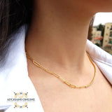 sterling silver gold plated Tennis chain necklace - trendy jewelry - layering necklace - USA trendy jewelry - best online jewelry shop - سنسال تنس فضة مطلي ذهب - الأفغاني