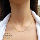 sterling silver gold plated Tennis chain necklace - trendy jewelry - layering necklace - USA trendy jewelry - best online jewelry shop - سنسال تنس فضة مطلي ذهب - الأفغاني