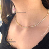 sterling silver gold plated Tennis chain necklace - trendy jewelry - layering necklace - USA trendy jewelry - best online jewelry shop - سنسال تنس فضة مطلي ذهب - الأفغاني
