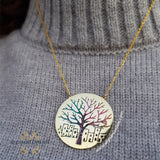 Tree of luck necklace - Silver necklace - gold plated tree - colored tree - tree of luck pendant - women silver necklace - sparkle pendant - Afghani online - Jordan necklaces - الافغاني - سنسال فضة - سناسيل للبنات - تعليقة شجرة الحظ