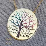 Tree of luck necklace - Silver necklace - gold plated tree - colored tree - tree of luck pendant - women silver necklace - sparkle pendant - Afghani online - Jordan necklaces - الافغاني - سنسال فضة - سناسيل للبنات - تعليقة شجرة الحظ