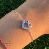 Silver sparkle heart with infinity Bracelet with zircons stones اسوارة فضة قلب لامع و انفينتي مع زركون