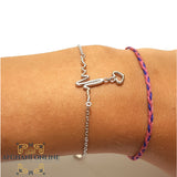Silver sparkle heart beat with heart Bracelet, اسوارة فضة قلب مع نبض لامع  