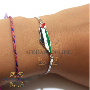 Palestine silver bracelet colored - Palestinian bracelet - Palestinian gift - Palestine map with enamel - map of Palestine - afghani Jordan - afghani Palestine - خارطة فلسطين اسوارة - اسوارة فلسطين فضة مع مينا - الافغاني - الاردن و فلسطين - هدايا فلسطين   