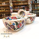 ceramic - oil pot - honey pot - makdous pot - yoghurt pot - jam pot cheese pot - handmade Palestine ceramic - set of 7 -Jordan -Afghani online - handmade ceramics - سيراميك يدوي زيت وزعتر - لبنة - زيتون - مربى - عسل -مقدوس - لبنة - الافغاني - الاردن - فلسطين