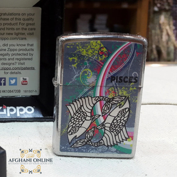 Zippo Pisces - Packaged in an environmentally friendly gift box - Lifetime Guarantee - Fill with Zippo premium lighter fluid